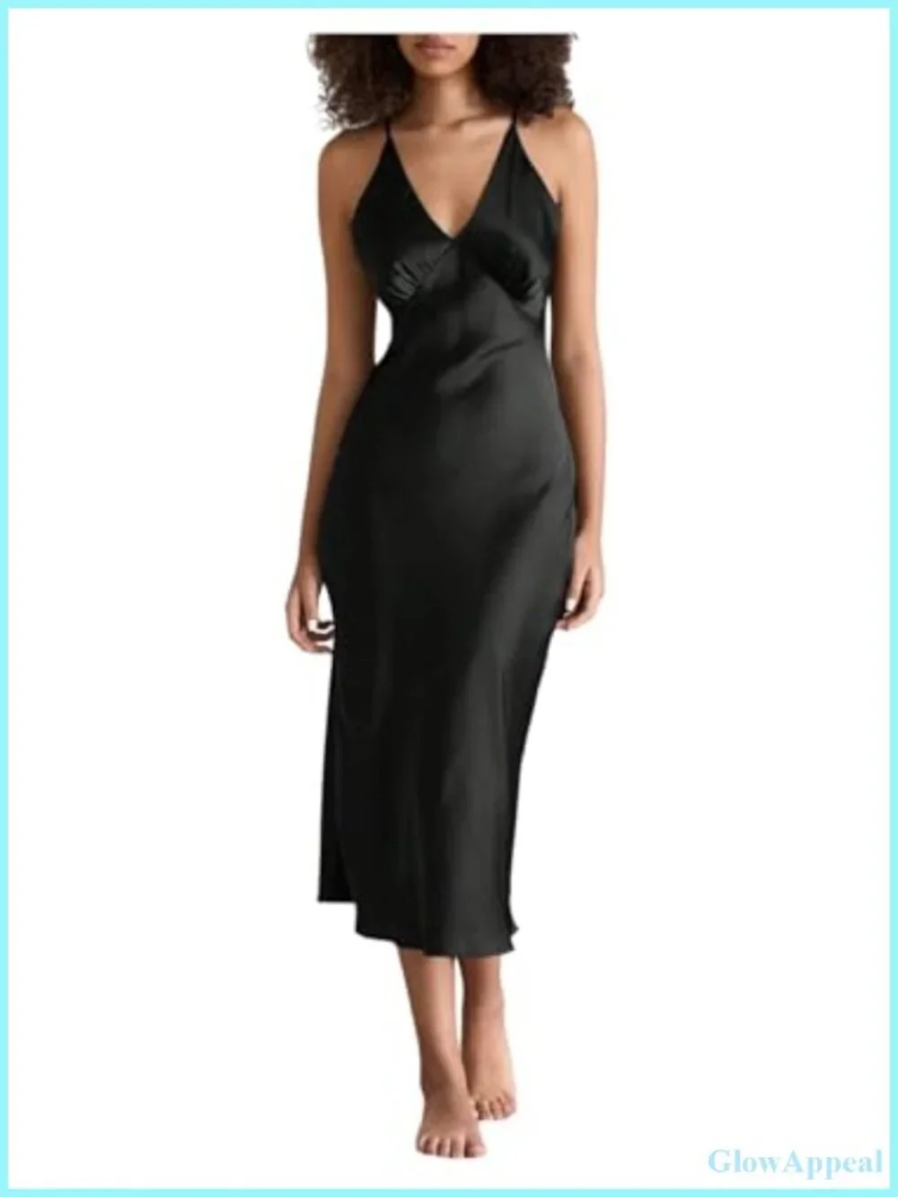 Satin Nightgown Slip Dress V Neck Sleeveless Cami